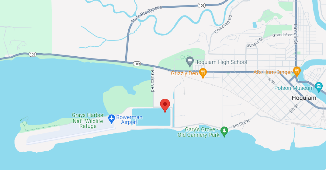 Map of the proposed PNWRE plant site in Hoquiam